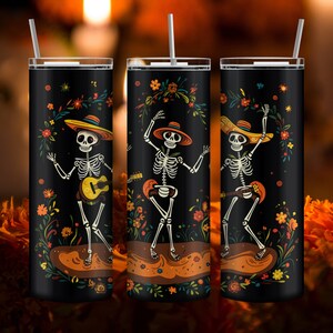 Dia De Los Muertos Tumbler, Dancing Skulls & Sugar Skulls, Mexican Halloween Day of the Dead Gift, Dia De Los Muertos Decor, Hot Cold Cup