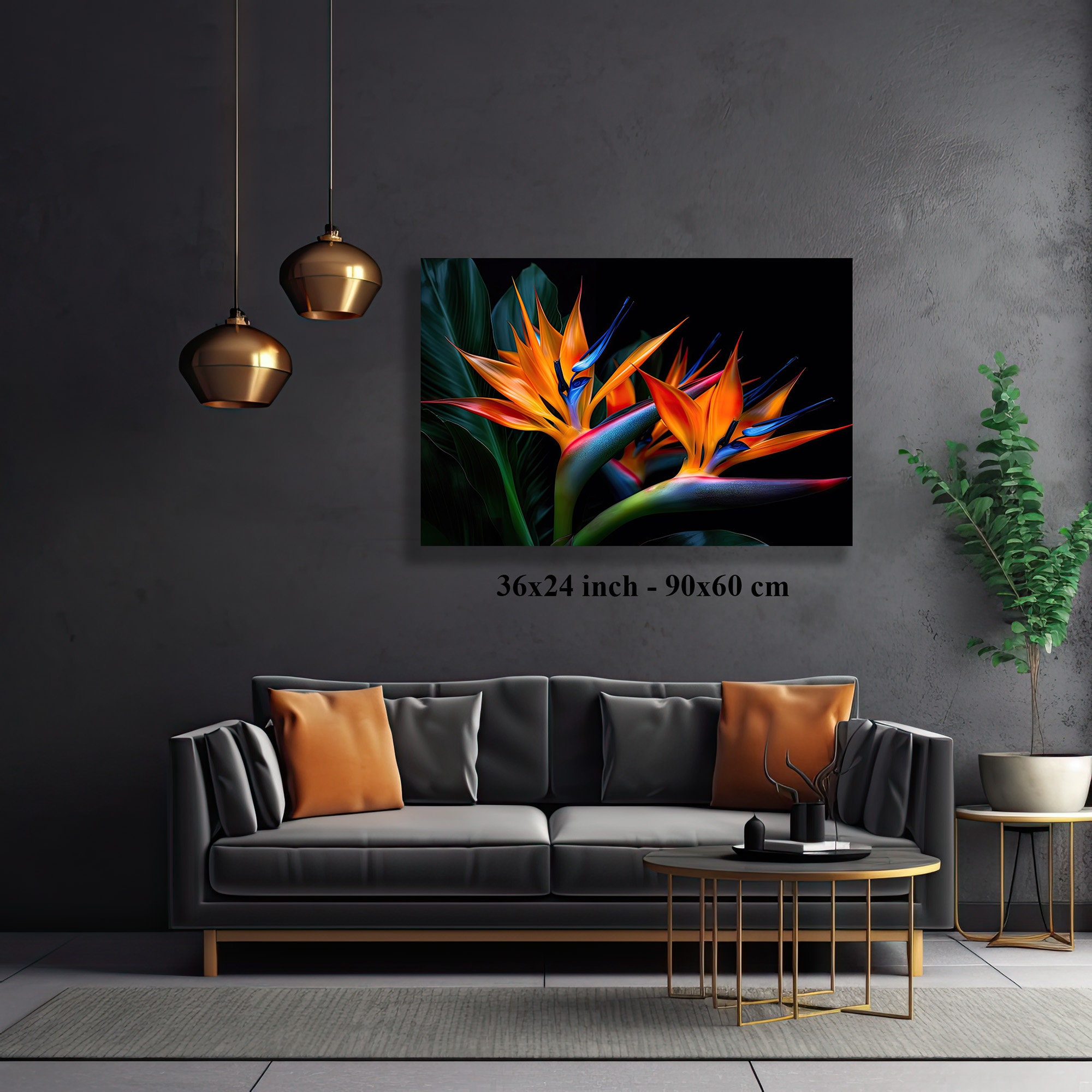 Bird of Paradise Flower, Black Background, Canvas Wall Art 23030 - Etsy