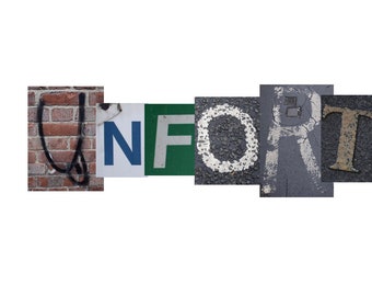 Giclée Photographic print of a photomontage, "Unfortunately" written in different graffiti and lettering to form the word.