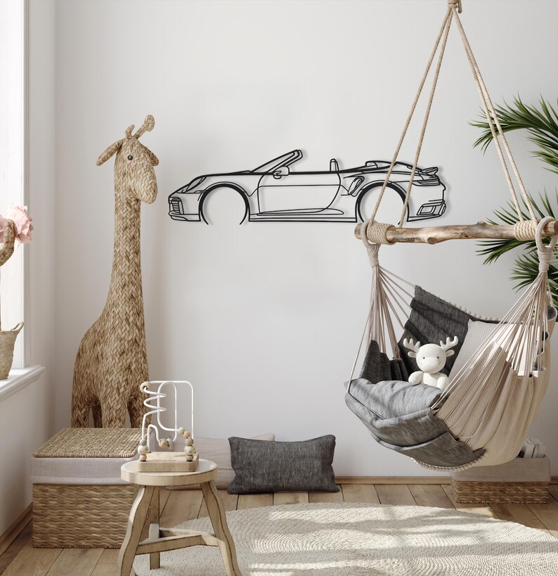 Car Silhouette Wall Art, Metal Wall Art Decor, Gift for Car Lovers, Car