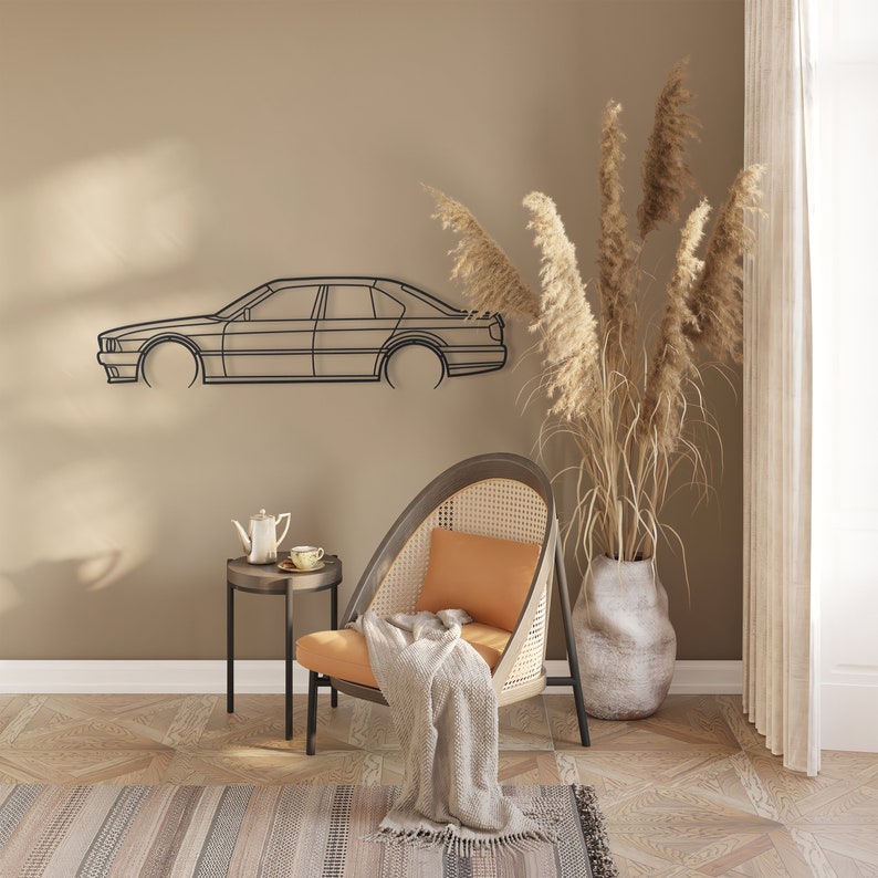 Car Silhouette Wall Art, Metal Wall Art Decor, Gift for Car Lovers, Car