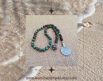 Rosary for the recitation of Agesta's sacred codes and meditation accessory with 45 round beads of African Turquoise