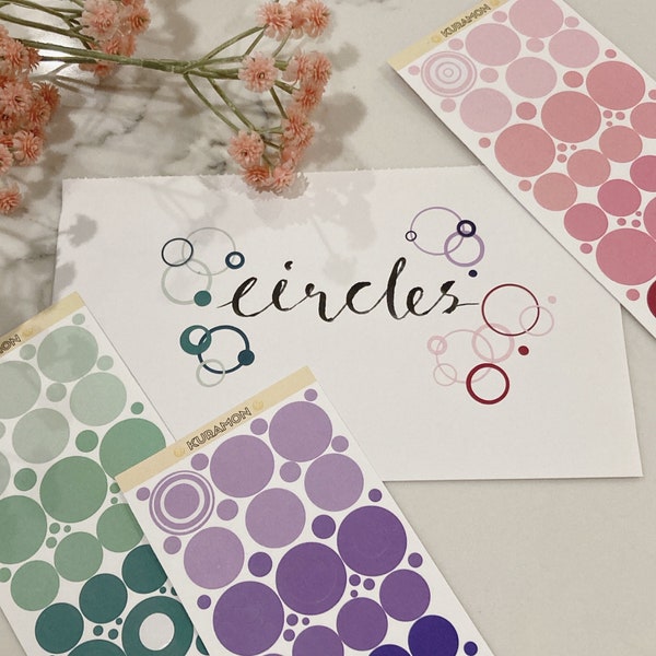 Circle Rings Deco Sticker Sheet | Waterproof | Matte | Gloss | Journal, toploader, planner, phone sticker