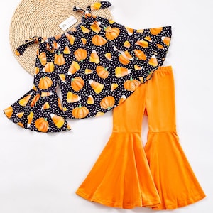 Candy Corn Harvest Pant Set by Okie and Lou in Size 2T