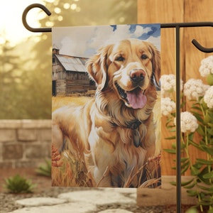 Golden Retriever Garden and House Flag, Dog Banner, Dog Lover Decor, New Dog Owner Gifts, Home Decor, Gift for Mom