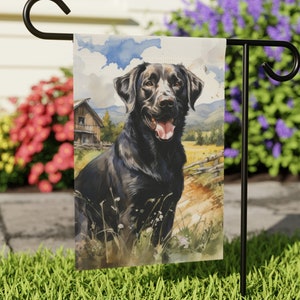 Schwarzer Labrador auf Bauernhof Girlande, Haus Deko, Hunde Flagge, Labrador Retriever Dekoration