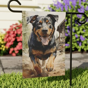 Happy Rottweiler Garten & Haus Banner, Outdoor Hundefahne, Rasen Ornament, Home Decor