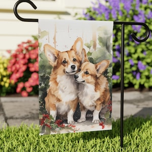 Corgis Mistelzweig Garten & Haus Girlande, Weihnachtshund Flagge, Rasen Ornament, Winter Wohnkultur