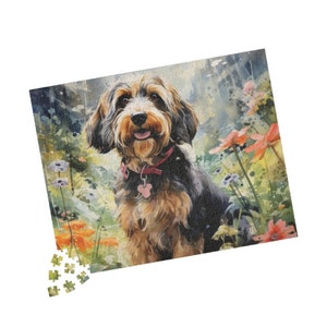 Otterhound Lush Meadow Jigsaw Puzzle, Chipboard Dog Puzzle, Spring Puzzle, Home Decor, Pet Lover Gift 110, 252, 500, 1014 piece puzzle