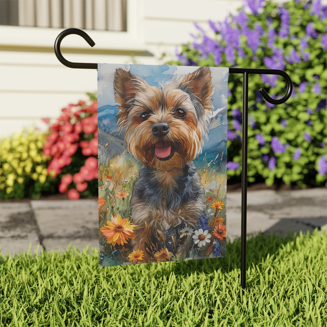 BlissYard Herbst-Gartenflagge 30,5 X 45,7 Cm – Mit Yorkshire Terrier & Ahornblättern, Doppelseitig Bedruckt