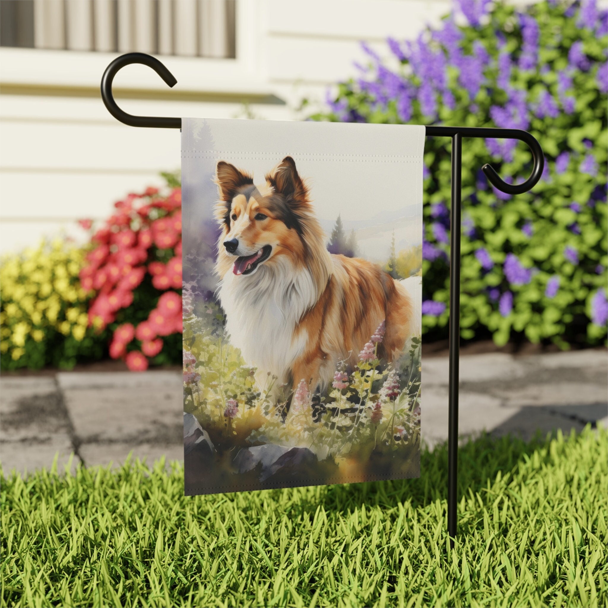 Sheltie Gartenflagge – 'A House Is Not A Home Without A Sheltie' | Wetterfest, Beidseitig Bedruckt | 30,5 X 45,7 Cm