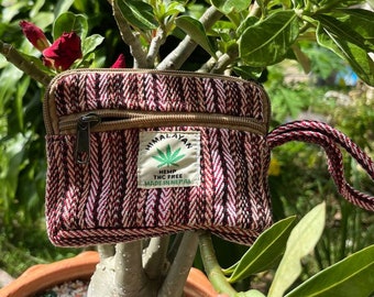 Hemp wallet, handmade hemp purse, coin bag, eco-friendly coin purse, makeup. Made in Nepal