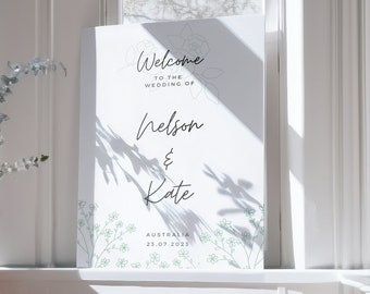 Elegant Wedding welcome sign template, Welcome wedding sign, Welcome to our wedding sign, Greenery welcome sign front door, Instant download