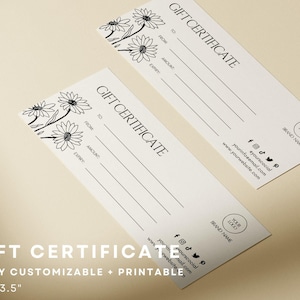 Minimal Gift Certificate Template, DIY Small Business Gift Certificate, Editable Gift Voucher, Printable Add Logo Gift Card, Spa Voucher