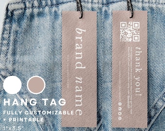 Minimalist Editable Hang Tag Template, Custom Clothing Care Hang Tag, Printable Clothing Thank You Hang Tags, Business Product Tag Design