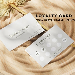 Modelo de cartão de visita de fidelidade moderno, cartão de recompensas ao cliente editável minimalista, cartão de desconto para impressão faça você mesmo, design de cartão perfurado, cartão de carimbo