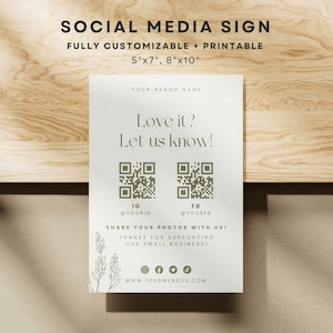 Minimale sjabloon voor social media-bord, moderne snap and share-kaart, klein visitekaartje met QR-code, scan Share Photo Sign, volg onze sociale media