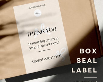 Minimalist Box Seal Label Template, Business Branding Package, Custom Product Label Template, Personalised Order Packaging Seal Sticker