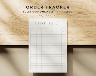 Bewerkbare sjabloon ordertracker, afdrukbare inventaristracker kleine bedrijven, inkooporderformulier, voorraadbeheer Voorraadlogboeklijst