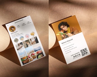 2024 Instagram Photography Business Card, IG Business Card, DIY Canva Business Card Template Design, QR Code Business Card Social Media Card