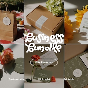 Business branding package editable kit, Custom packaging bundle, Sticker, Box label, Tissue paper, Wrapping custom gift box, Thank you card