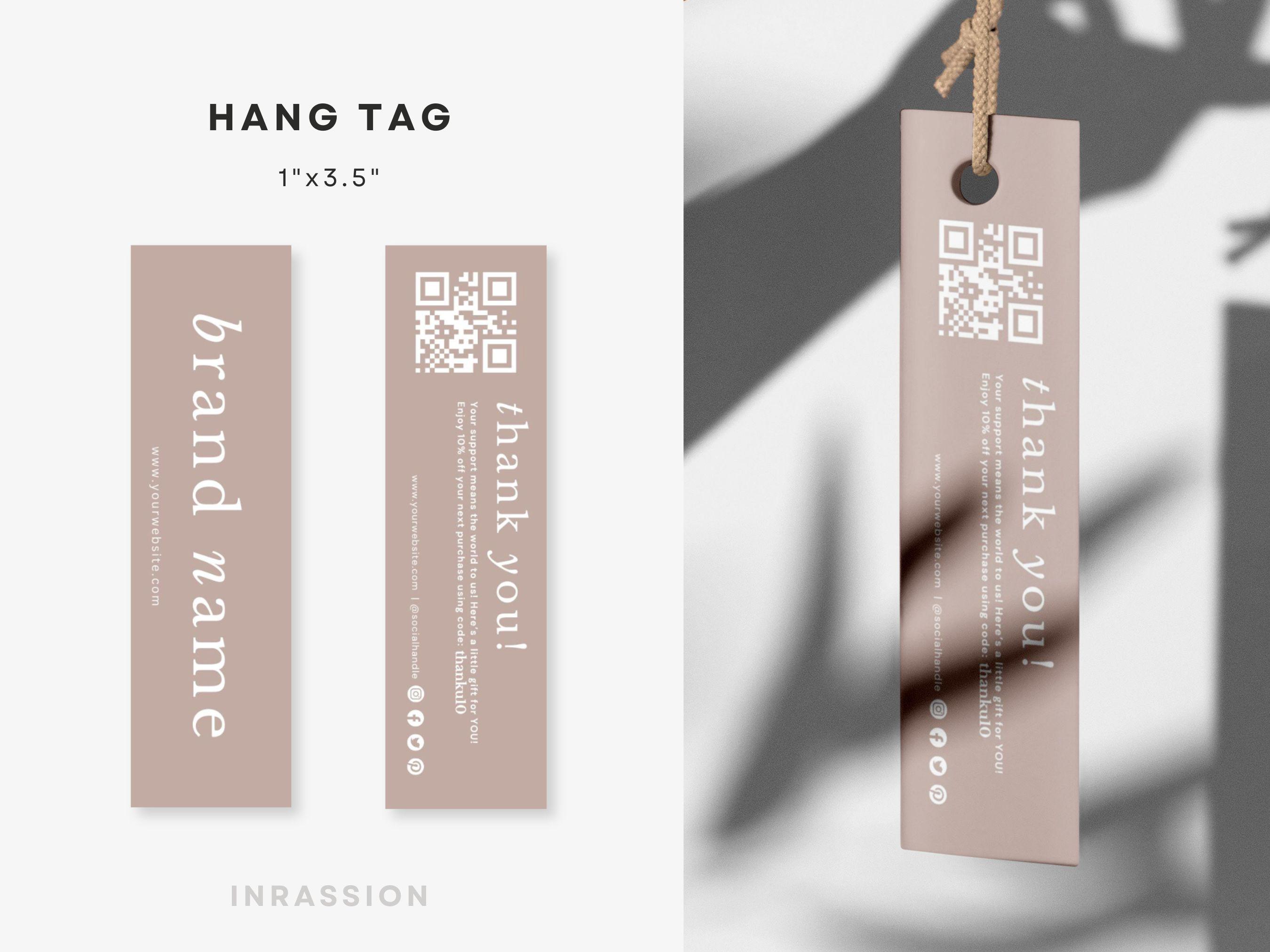 Slim Tag Design Example Minimalist Editable Hang Tag Template, Custom Clothing Care Hang Tag ...