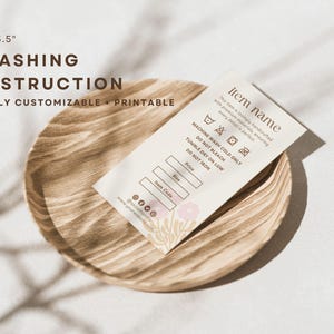 Printable Washing Instructions Card Template, Clothing Care Guide Card, Tshirt Care Instructions, Small Business Wash Tag, Instant Download