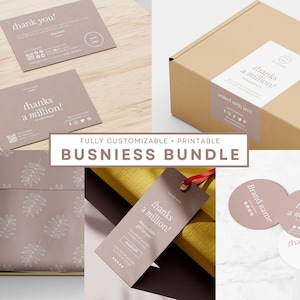 Pacote de marca comercial editável, pacote de embalagem personalizado, adesivo, etiqueta de caixa, papel de seda, caixa de presente personalizada, cartão de agradecimento