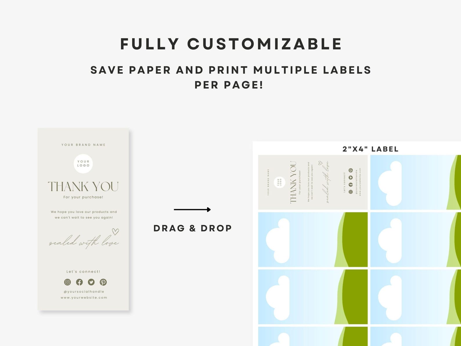 Box Seal Label Printing Template, 2”x4” Label Template, Blank Label ...