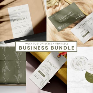Business branding package editable kit, Custom packaging bundle, Sticker, Box label, Tissue paper, Wrapping custom gift box, Thank you card