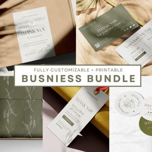 Business branding package editable kit, Custom packaging bundle, Sticker, Box label, Tissue paper, Wrapping custom gift box, Thank you card