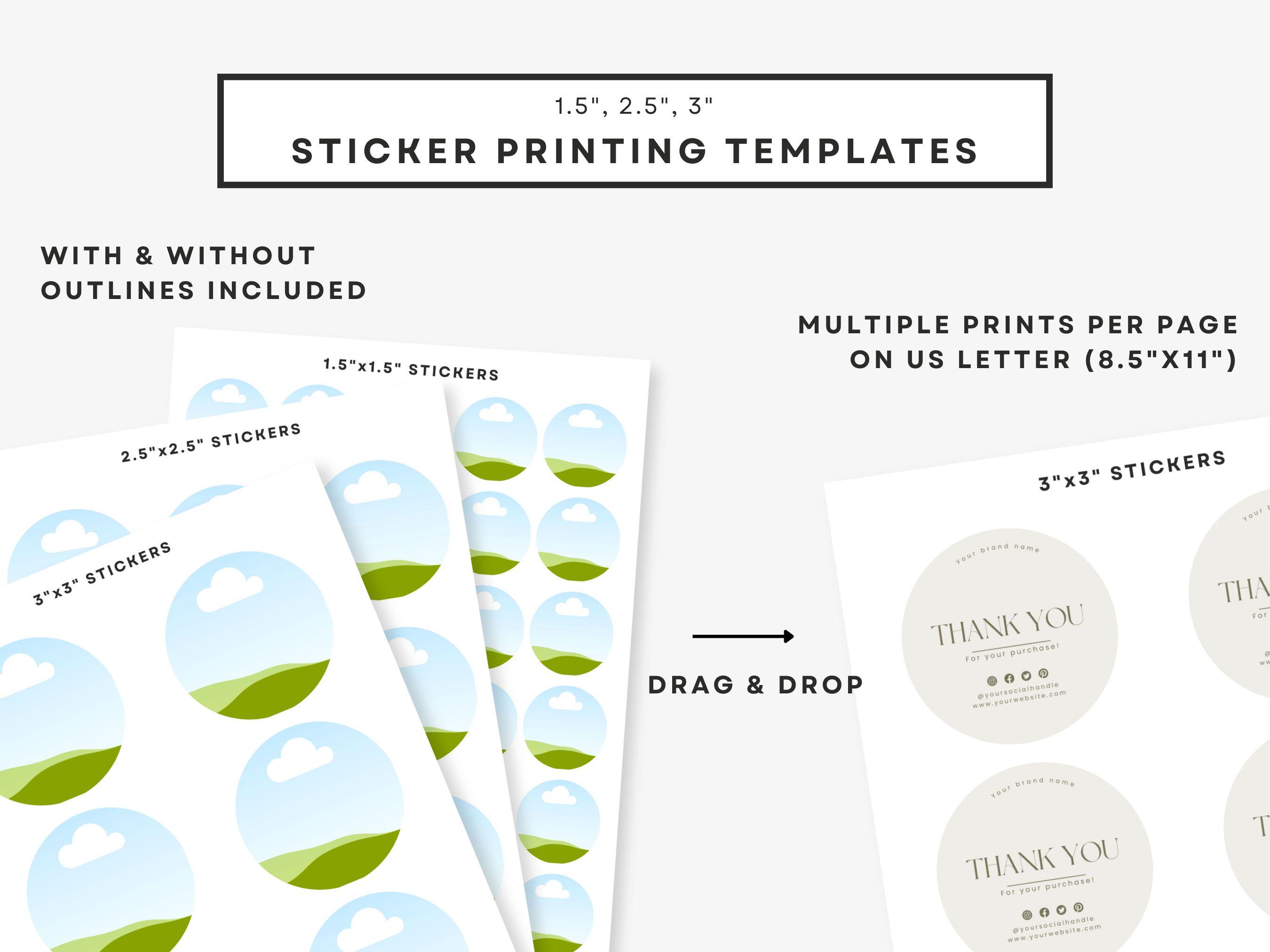 Circle sticker printing template, 1.5
