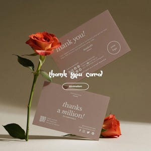 Modelo de cartão de agradecimento empresarial minimalista, cartão de agradecimento para pequenas empresas editável pelo seu pedido, modelo de encarte para impressão do Canva