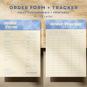 Retro Editable Order Form Template, Printable Small Business Order Form, Purchase Order Tracker, Craft Order Form, Instant Digital Download