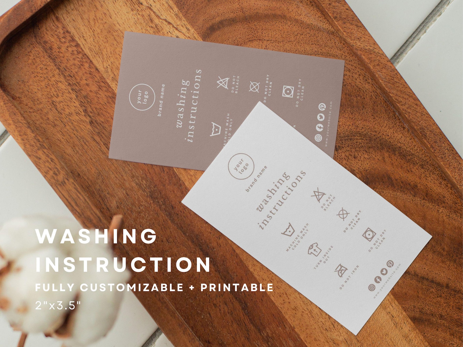 Editable Washing Instructions Card, Printable Shirt Washing Care Card ...