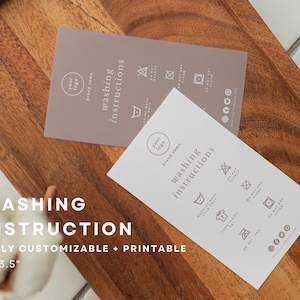 Editable Washing Instructions Card, Printable Shirt Washing Care Card, Small Business Packaging Insert Canva, Etsy Shop Tshirt Care Card