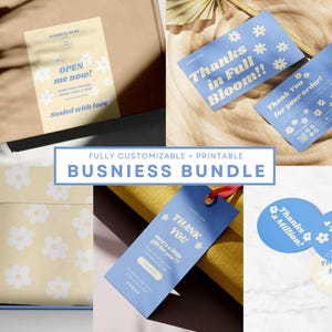 Kit editável de pacote de marca comercial, pacote de embalagem personalizada retrô moderno, adesivo, etiqueta de caixa, papel de seda, caixa de presente de embrulho, obrigado