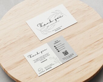 Thank You Card Template, DIY Thank You For Your Order Package Insert Card, Small Business Thank You Card, QR code Logo Marketing Cards, B02