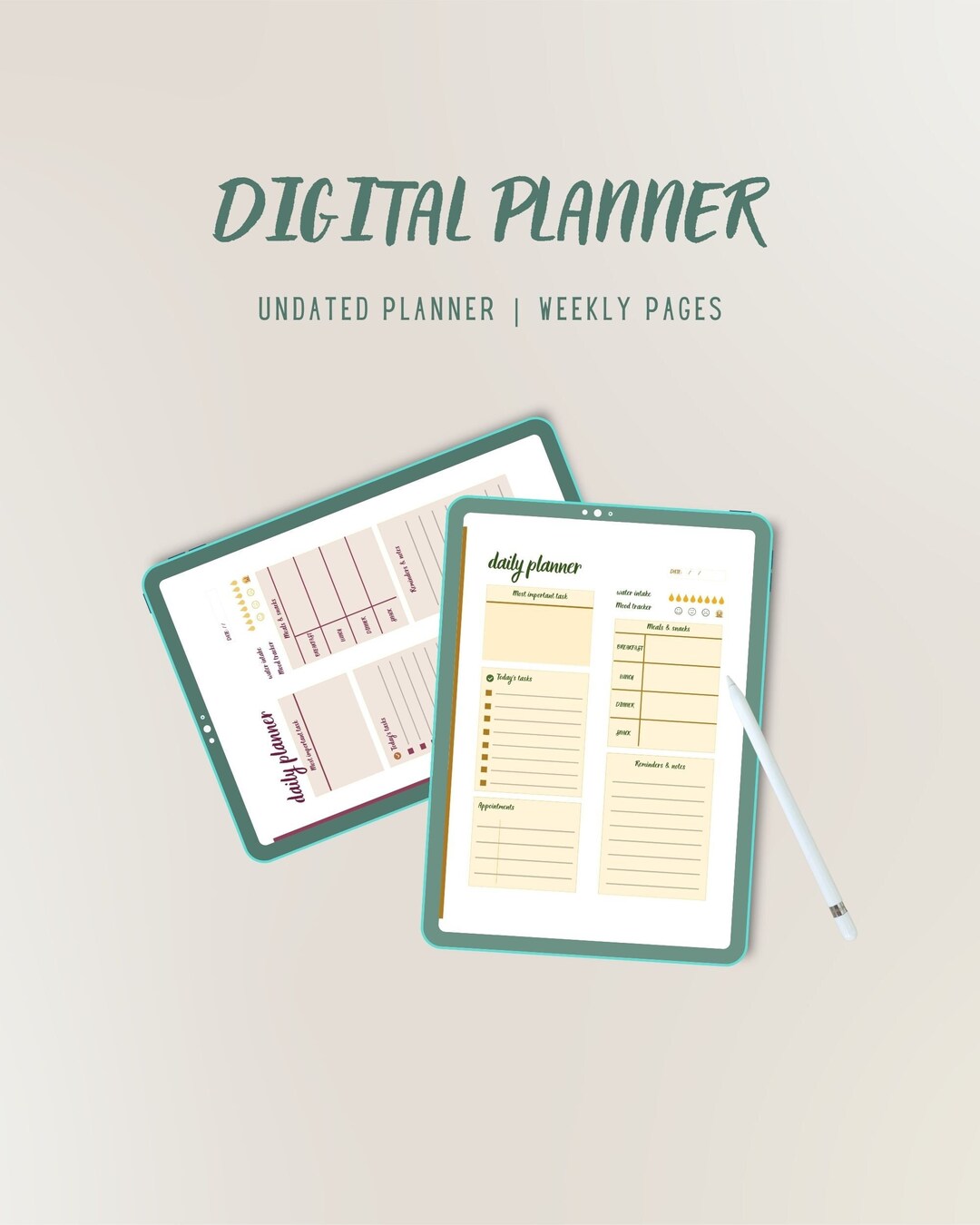 Digital Daily Planner, Goodnotes Planner, iPad Planner, Notability