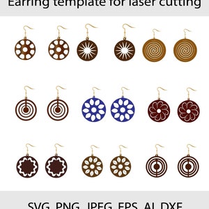 Ohrringe svg Bundle für Laserschnitt, Ohrring Lasercut Vorlage, Hoop Ohrringe Vorlage für Cricut