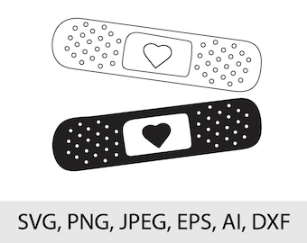 Band-aid clipart, Band-aid SVG, Band-aid outline svg, band-aid silhouette, band aid cricut, Svg, png, Jpeg, Dxf, Ai, Eps files included