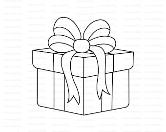 Gift box vector illustration transparent back present image,  Outline Gift SVG Icon Clipart for designing,