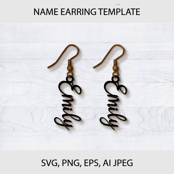 Emily name svg earring, Earrings Laser Cut templates, Earring SVG, Letter earring svg,  customized name svg , ai, eps, png, dxf