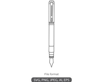 Pen clipart svg outline icon, Fountain Pen transparent back image silhouette