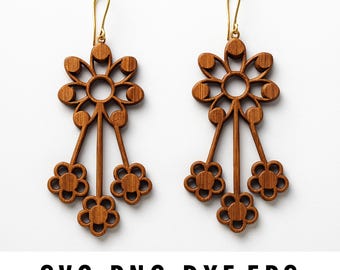 Floral Earrings SVG Laser Cut Template (Digital Download)