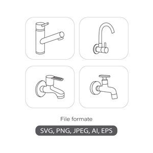 Faucet svg  set of four faucet icon svg png modern tap icon  Faucet cutting Clipart Svg Cut File Faucet png svg jpeg ai eps files included