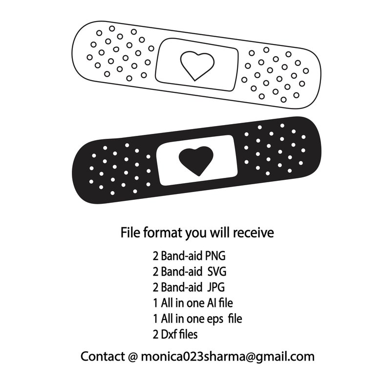 Band-aid SVG: Heart Clipart, Cricut Silhouette (digital Files) - Etsy