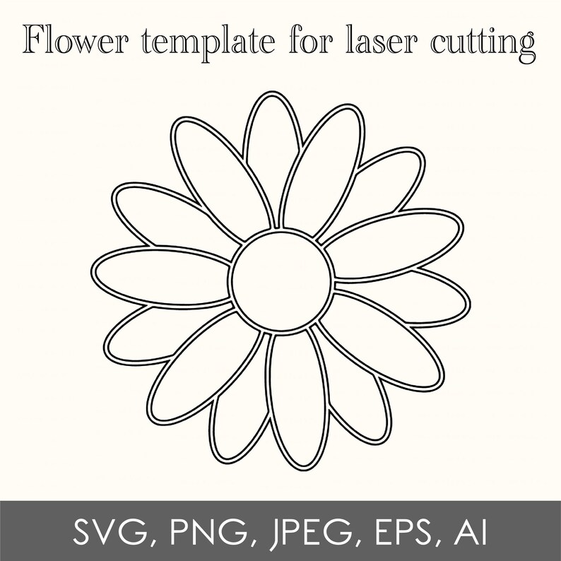 Daisy Flower Svg for Laser Cutting Software Cricut, Daisy Outline