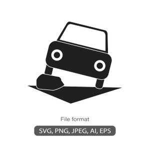 Auto Gefahr Clipart, schwarz weiß, Straßen Gefahr Clipart, Auto Gefahr Symbol, Straßenbedrohung Png jepg svg eps und ai-Dateien enthalten