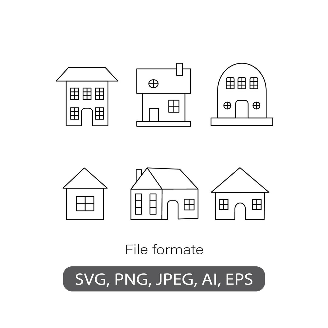 House Clipart Bundle Svg, House Minimalistic Vector Art, House Icon Svg ...